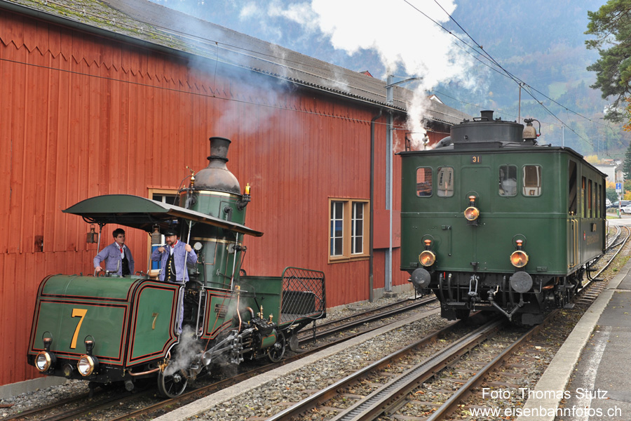 Rigi-Dampflok 7 mit Dampftriebwagen
