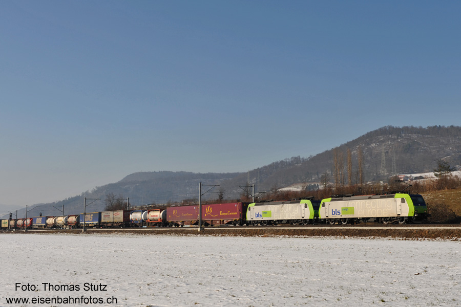 2 x Re 485 mit Containerzug
