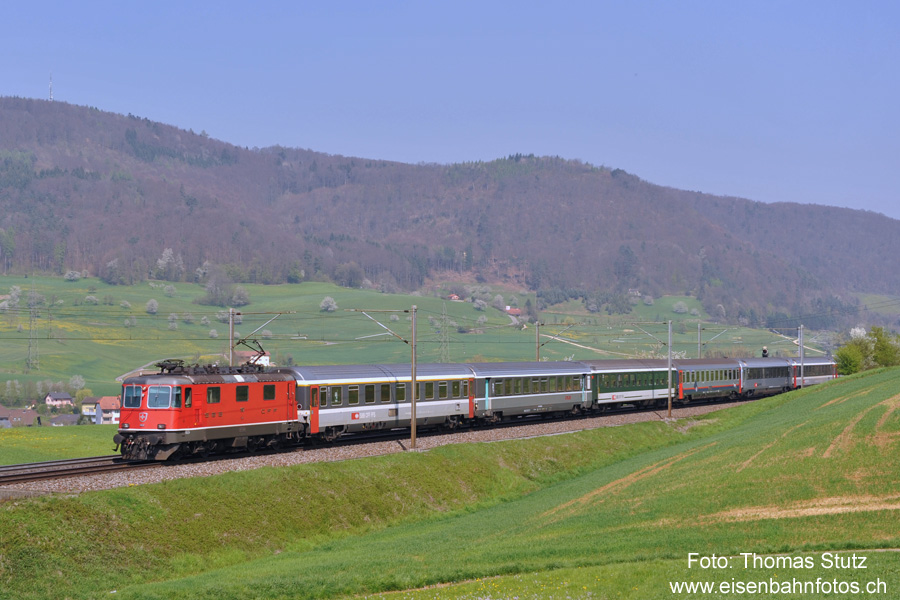 IR "Iris" mit vielen Grautönen
An der Spitze befinden sich 3 Verstärkungswagen: ein Am61, ein Wagen der CFL sowie (nicht grau) ein Bpm51.
Dahinter folgen der planmässige SNCB-Wagen und ein ehemaliger "Cisalpino"-Wagen.
