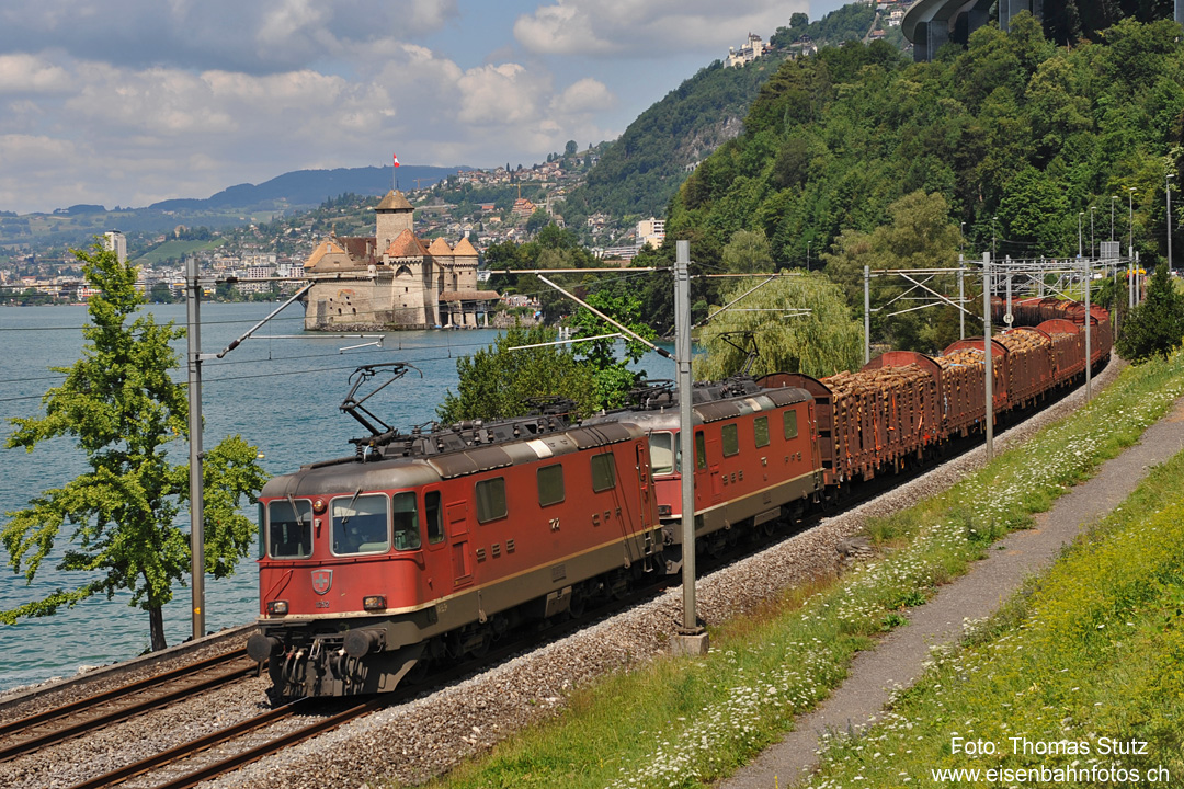 2 Re 4/4 II mit Holzzug
