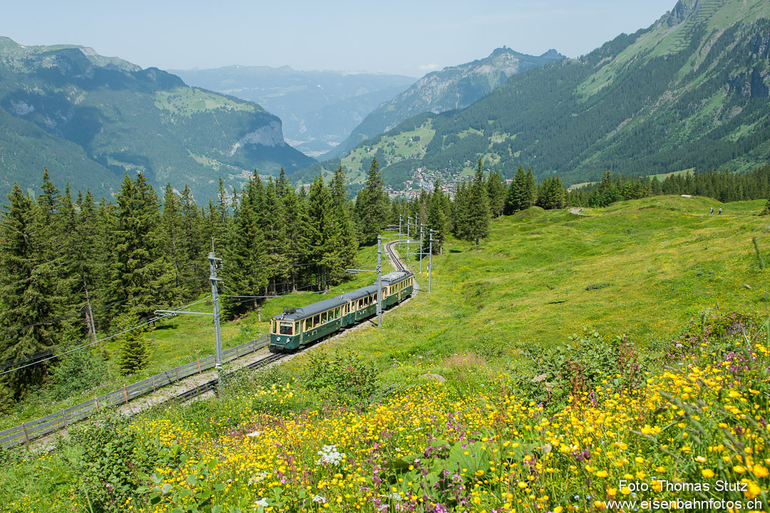 alter Triebwagen unterhalb Wengernalp
