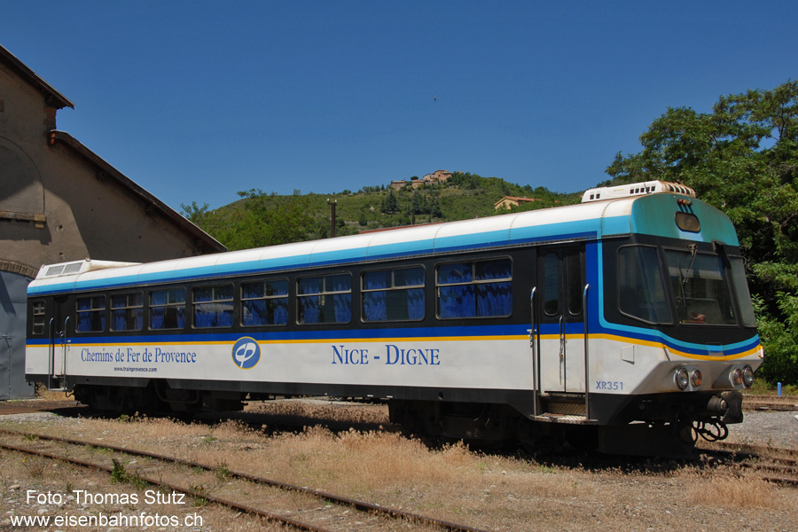 Chemin de Fer de Provence
Abgestellter Steuerwagen im Depot von Digne-les-Bains.
