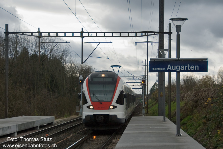 neue Haltestelle "Rheinfelden Augarten"
Auf den Fahrplanwechsel am 14.12.2008 werden auf der S1 Basel SBB - Frick/Laufenburg
die beiden neuen Haltestellen "Pratteln Salina Raurica" und "Rheinfelden Augarten" in Betrieb genommen.
